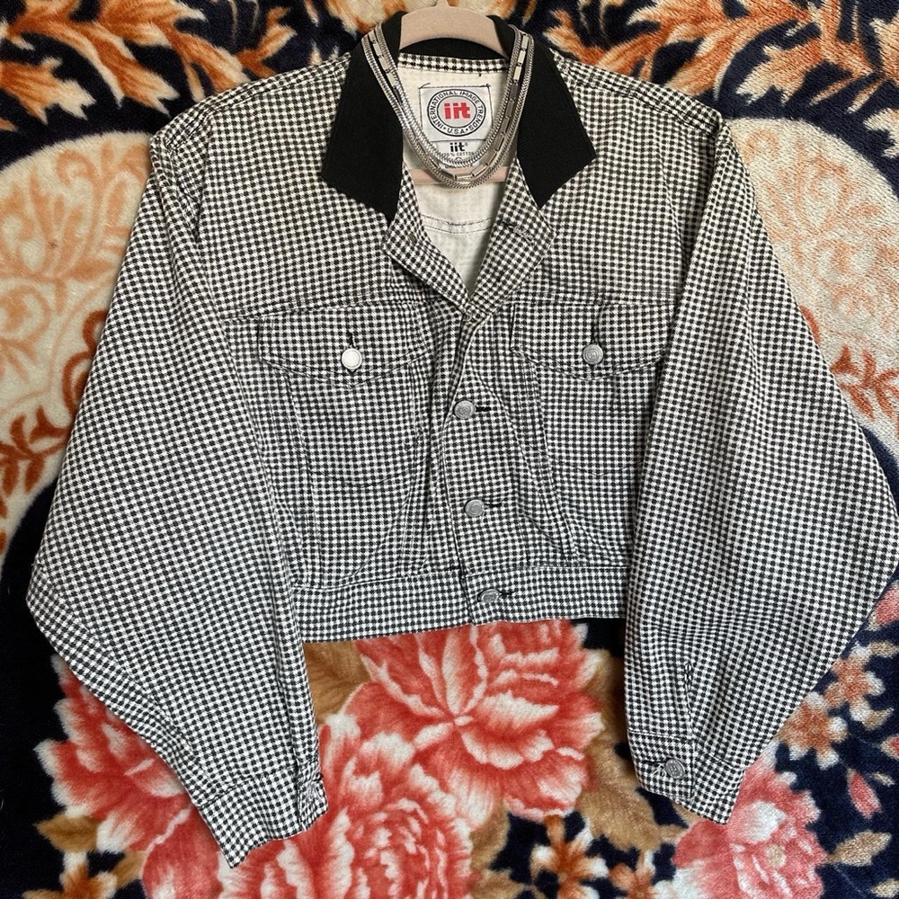 RARE 80s Vintage It Girl Houndstooth Cropped Jacket🦨